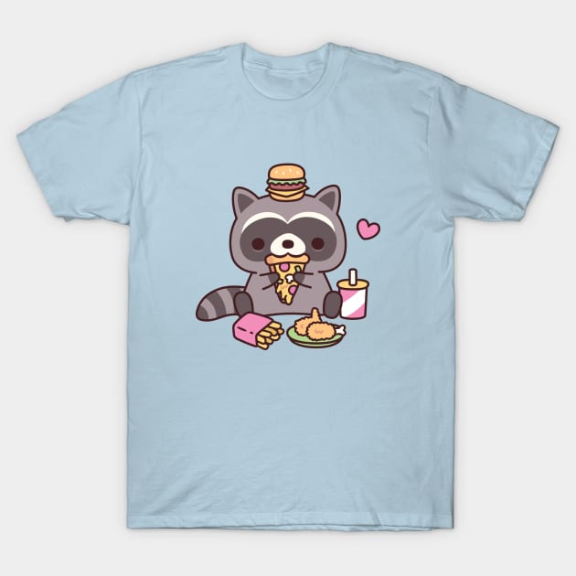 Cute Raccoon Eating Fast Food T-Shirt by rustydoodle